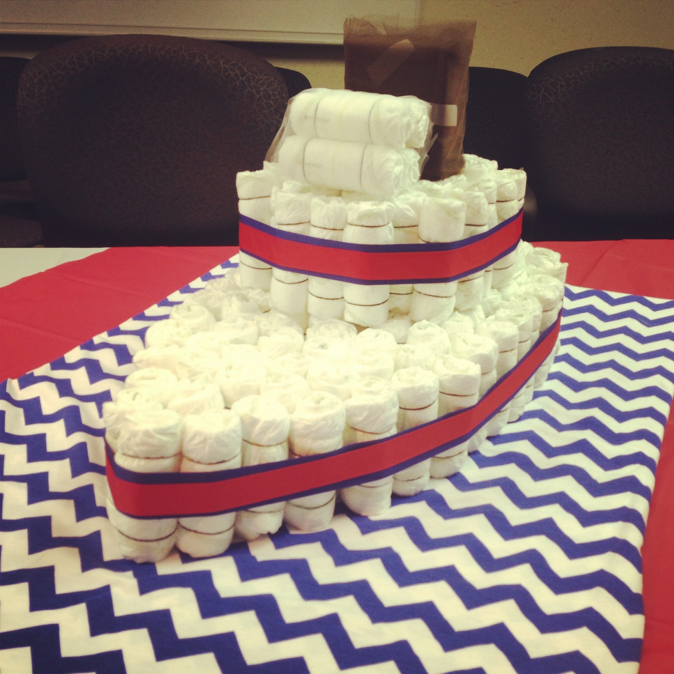 Nautical Theme Baby Shower: Boat Diaper Cake